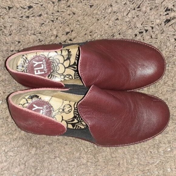 Fly London Yua P500578003 Women's Red Leather/Elastic Platform Wedge Pump - Picture 6 of 7